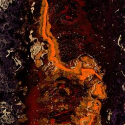 Handmade Dark Purple & Orange Glass Wall Clock Modern Industrial Decor - thumbnail 3