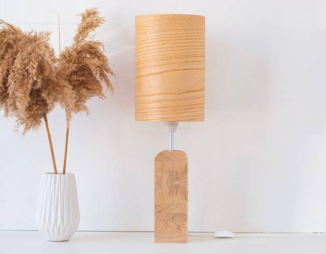 Chic Bedside Lamp For A Farmhouse Vibe, Modern Desk With Touch Of Rustic Elegance , Ash Wood Tall Table - image 1