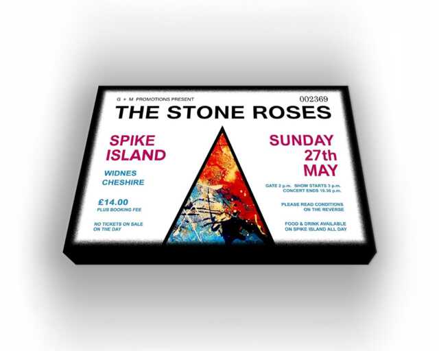 stone Roses Spike Island Ticket Canvas Wall Art - Music Memorabilia 64cm X 42cm - image 1