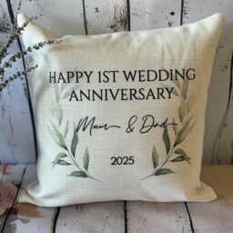 Personalised Anniversary Cushion - Custom Names, Wedding Gift - Velvet Or Linen - thumbnail 2