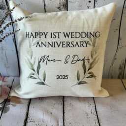 Personalised Anniversary Cushion - Custom Names, Wedding Gift - Velvet Or Linen - thumbnail 4