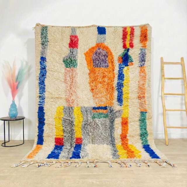 Moroccan Multicolor Berber Rug, Handwoven Wool Shag Rug With Abstract Shapes, Authentic Beni Ourain Style Carpet, Large 9x12 Area - image 1