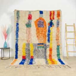 Moroccan Multicolor Berber Rug, Handwoven Wool Shag Rug With Abstract Shapes, Authentic Beni Ourain Style Carpet, Large 9x12 Area - thumbnail 1