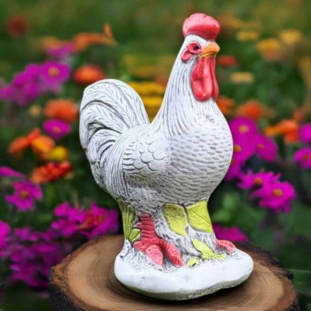 Concrete Rooster Statue Cement Farmhouse Garden Sculpture Outdoor Animal Decor Stone Chicken Ornament Handmade Country Art Front Door - image 1