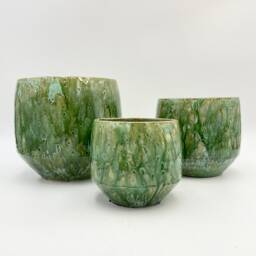 Green Marble Finish Ceramic Plant Pot, Harris Unique Design Planter, D16cm-D32cm - thumbnail 3