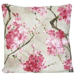 Cherry Blossom Throw Pillow Cover Pink Floral Cotton Cushion - thumbnail 2