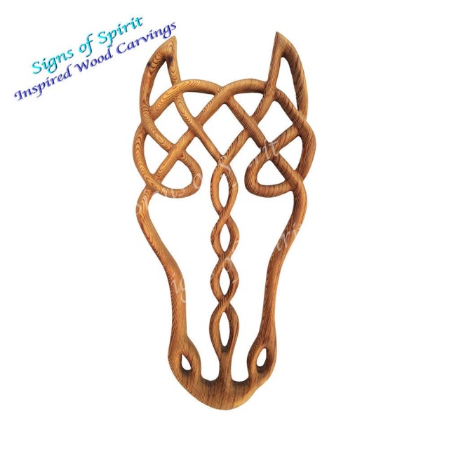 Epona Wood Carving - Celtic Horse Goddess Wall Hanging Carved Spirit For Equine Enthusiasts - image 1