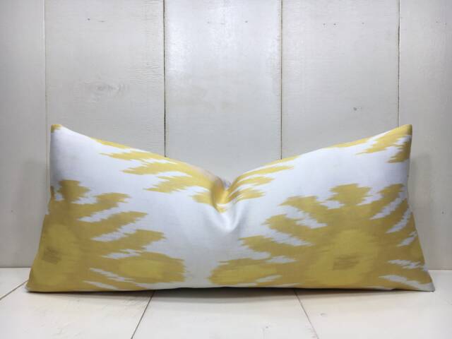 Silk Ikat Lumbar Pillow Cover - 10x24, Handwoven Accent - image 1