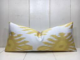 Silk Ikat Lumbar Pillow Cover - 10x24, Handwoven Accent - thumbnail 1