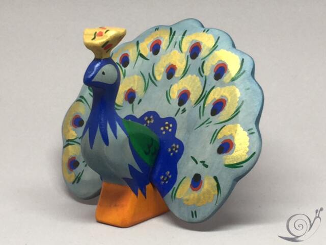Toy Peacock Wooden Colourful Bluegreen Handmade Size 7, 0 X 10, 50 11, 0 cm - Bxhxs Ca. 38, 00 Gr - image 1