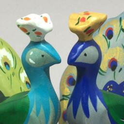 Toy Peacock Wooden Colourful Bluegreen Handmade Size 7, 0 X 10, 50 11, 0 cm - Bxhxs Ca. 38, 00 Gr - thumbnail 4