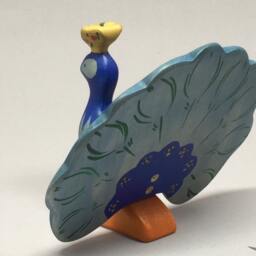 Toy Peacock Wooden Colourful Bluegreen Handmade Size 7, 0 X 10, 50 11, 0 cm - Bxhxs Ca. 38, 00 Gr - thumbnail 3