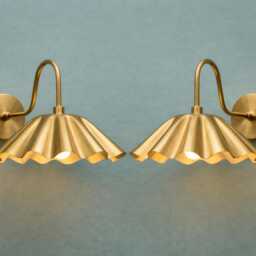 Brass Wall Sconce, Pleated Metal Shade, Mid Century Modern Lamp, Vintage Lighting Fixture, Bedside Light - thumbnail 2