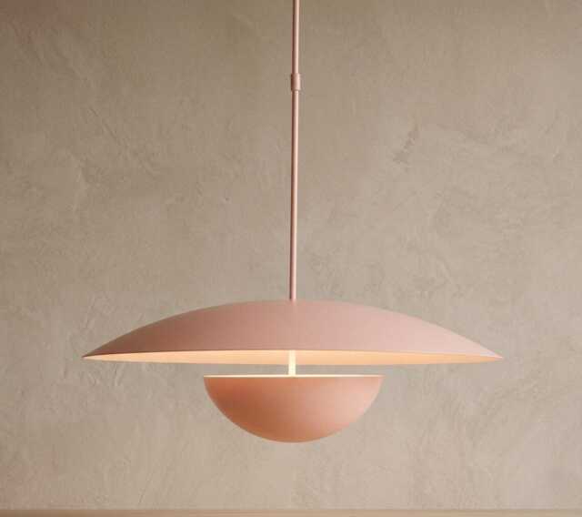 Mid Century Modern Pendant Light - Nordic Blush Pink Hanging Lamp Minimalist Metal Chandelier For Dining Room, Kitchen Island & Bedroom - image 1