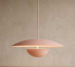 Mid Century Modern Pendant Light - Nordic Blush Pink Hanging Lamp Minimalist Metal Chandelier For Dining Room, Kitchen Island & Bedroom - thumbnail 1