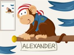 "Wall Sticker ""Pirate Monkey Door Sign" - thumbnail 1