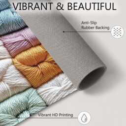 Pastel Braided Yarn Mosaic Texture Rug Non-Slip Soft Area Carpet Bedroom Living Room Hallway Mat Decor - Made in UK - thumbnail 4