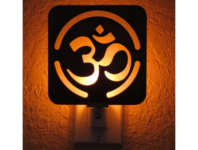 Om Symbol Wood Night Light - Zen Decor - image 1