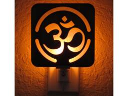 Om Symbol Wood Night Light - Zen Decor - thumbnail 1