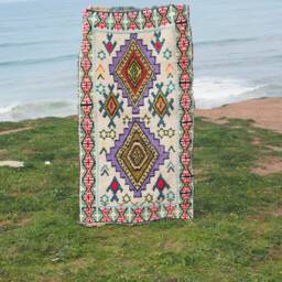 Handwoven Wool Boucherouite Rug Moroccan Runner Rug - 205 X 109 cm - thumbnail 3