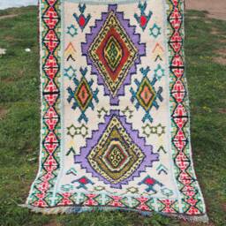 Handwoven Wool Boucherouite Rug Moroccan Runner Rug - 205 X 109 cm - thumbnail 2