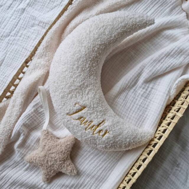 Boucle Personalised Cushion - Moon Cloud Nursery Decor Pillow Baby Shower Gift - image 1
