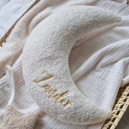 Boucle Personalised Cushion - Moon Cloud Nursery Decor Pillow Baby Shower Gift - thumbnail 2