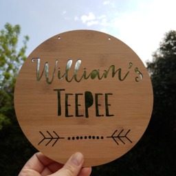 Personalised Wooden Wall/Door Hanging - Teepee-Arrow-Wall Hanging-Art-Kids Door Sign-Custom-Kids Gift-Baby Gift-Lasercut-Plaque - thumbnail 3