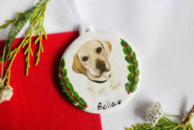 Pet Portrait Christmas Bauble, Memorial, Personlised Dog Cat Xmas Chrsitmas Decorations - image 1