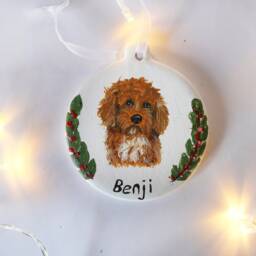 Pet Portrait Christmas Bauble, Memorial, Personlised Dog Cat Xmas Chrsitmas Decorations - thumbnail 3