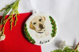 Personalized Pet Portrait Christmas Bauble, Custom Memorial Decoration