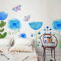 Wall Decals Butterflies Blue Large, Home D??cor, For Walls, Furniture, Ceramic Tiles, Living Room Decals, Kitchen Decor - thumbnail 2