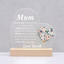 Thank You Mum Gift - Personalised Mum's Birthday Led Night Light Sign Heart Present For Mom Mothers Day Mother - thumbnail 2