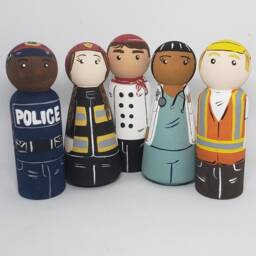 Community Helper Peg Dolls, Career Dolls, Toddler Gift, Canadian Lawyer, Barrister Doll, Pilot/Dancer/Police Doctor Doll - thumbnail 2