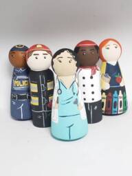 Community Helper Peg Dolls, Career Dolls, Toddler Gift, Canadian Lawyer, Barrister Doll, Pilot/Dancer/Police Doctor Doll
