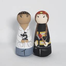 Community Helper Peg Dolls, Career Dolls, Toddler Gift, Canadian Lawyer, Barrister Doll, Pilot/Dancer/Police Doctor Doll - thumbnail 3