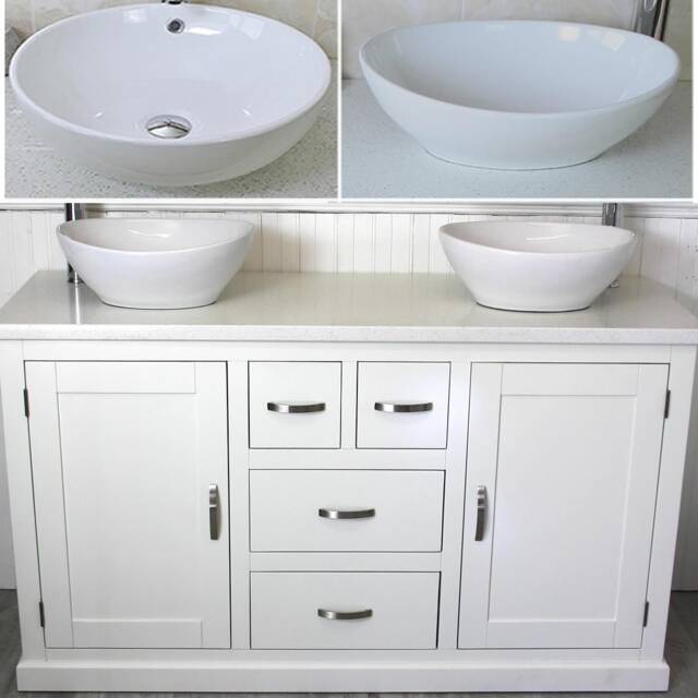 White Painted Bathroom Vanity Unit Cabinet Quartz & Ceramic Basin 603Pwqcbc - image 1