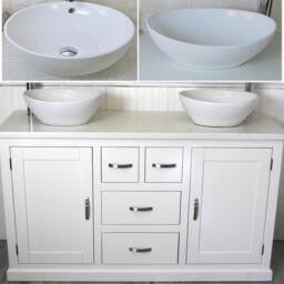 White Painted Bathroom Vanity Unit Cabinet Quartz & Ceramic Basin 603Pwqcbc - thumbnail 1