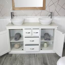 White Painted Bathroom Vanity Unit Cabinet Quartz & Ceramic Basin 603Pwqcbc - thumbnail 2