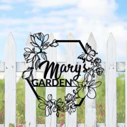 Custom Garden Wall Art Personalized Metal Flower Sign Gardener Name Gate Papa's Home Gift - thumbnail 3