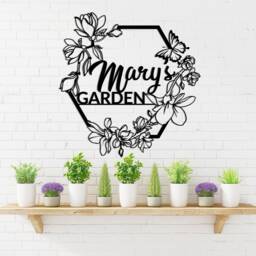 Custom Garden Wall Art Personalized Metal Flower Sign Gardener Name Gate Papa's Home Gift - thumbnail 1