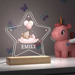 Personalised Baby Girl Night Light Gift, Custom Pink Nursery Sleep Lamp - thumbnail 2