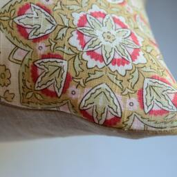 Red & Gold Medallion Pillow Cover - Farmhouse Decor, 100% Cotton - thumbnail 2