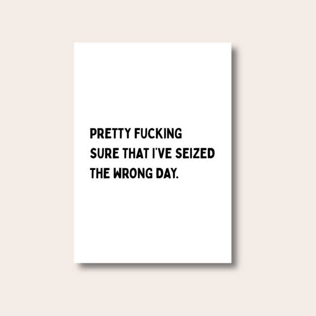 Funny Quote Prints For Wall, Prints, Seized The Wrong Day Print, Wall Art, Typography Gifts - image 1