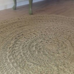 Round Rug, Crocheted Round Jute Rope Natural Rug - thumbnail 2