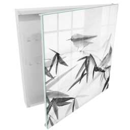 Bamboo Nature Wall Mounted Key Cabinet, White Box For Home, Minimalist Nature, Lovers Of & Art - thumbnail 2
