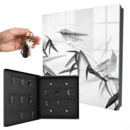 Bamboo Nature Wall Mounted Key Cabinet, White Box For Home, Minimalist Nature, Lovers Of & Art - thumbnail 1