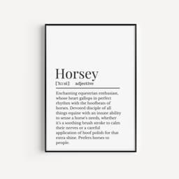 Horsey Definition Print, Print For Horse Lovers, Equestrian Wall Rider Gift, Horses - thumbnail 1
