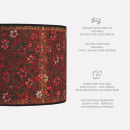 Vintage Floral Lampshade, Retro Floor Lamp, Red Flower Print - thumbnail 2