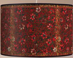 Vintage Floral Lampshade, Retro Floor Lamp, Red Flower Print